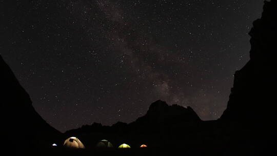 延时 星空 夜晚 天空 山