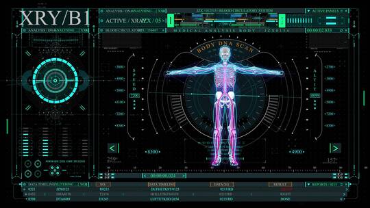 人体扫描HUD屏幕节目医疗大数据智能界面