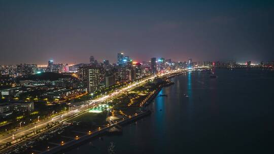 青岛西海岸唐岛湾夜景航拍延时