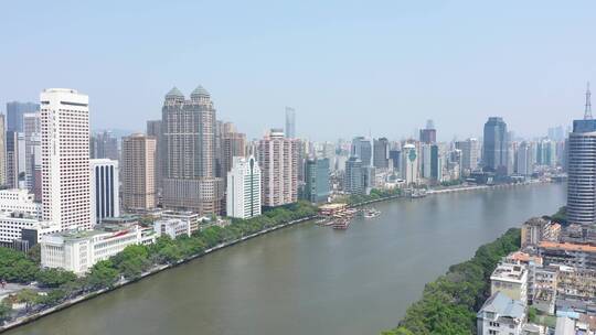广州珠江边高楼大厦航拍