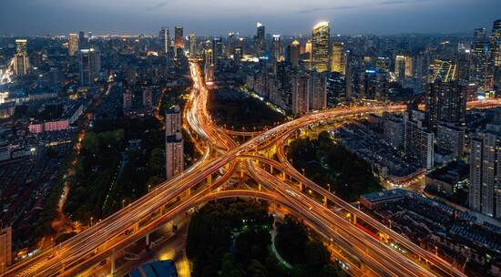 上海延安路高架桥日转夜延时4K