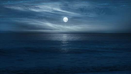 中秋 夜晚大海月亮月夜