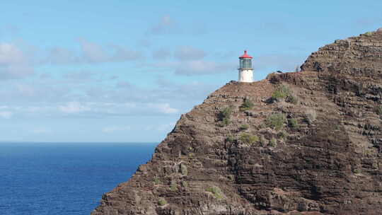 瓦胡岛夏威夷热带岛屿马卡普角灯塔空中历史