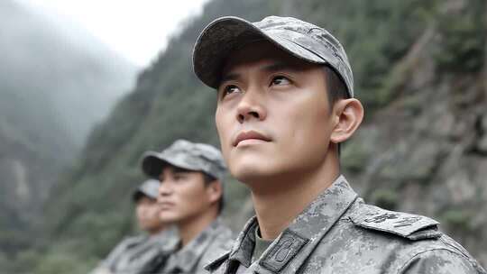 中国军人坚毅目光展现保家卫国决心