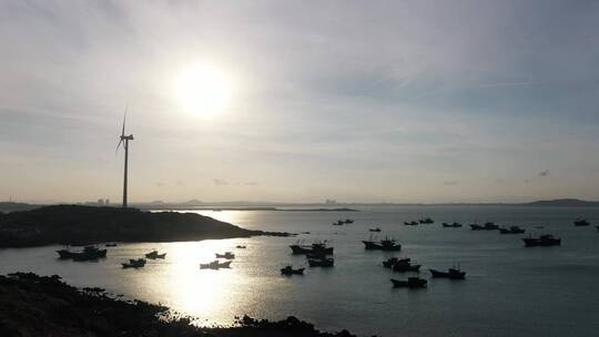 泉州风车岛航拍海边小岛大海