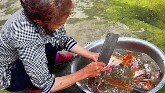 合集组镜农村洗切加工猪肉腊肉