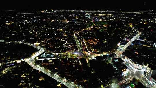 丽江古城5A景区夜景灯光航拍