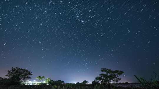 广东江门台山浮月村星空轨迹残影延时4K