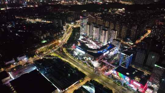 福建省福州市晋安区东二环泰禾广场夜景航拍