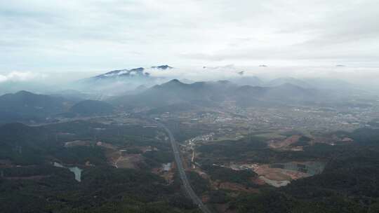 雨后山村云海风景航拍