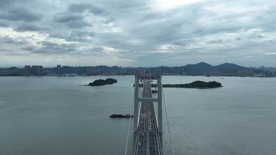 东莞虎门大桥航拍广东珠江河流风景高速桥梁