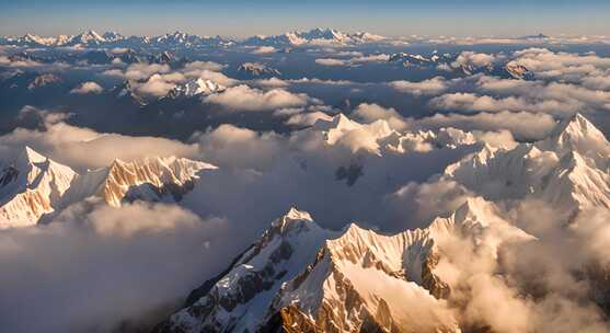 雪山云雾阳光山峰云海日出自然生态环境风景