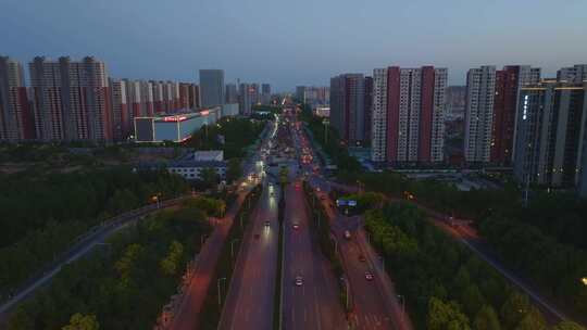 航拍城市风光道路交通夜景