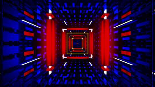 环状美丽的红蓝电影隧道