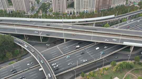 天津城市街道立交高架交通行驶路况