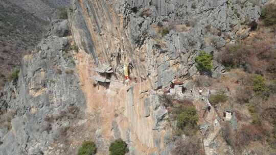 云南大理宾川观音箐悬空寺航拍