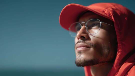 青年男子眺望远方充满希望