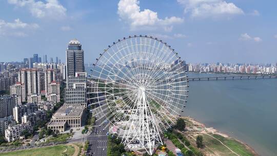 江西南昌城市地标南昌之星摩天轮航拍