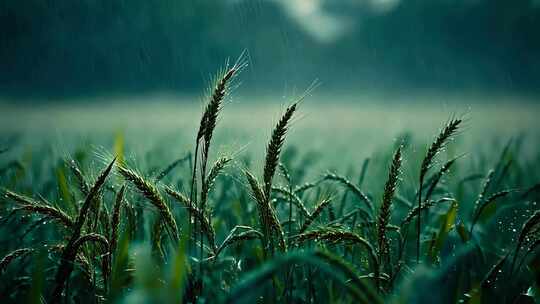 雨中蔬菜地的景象