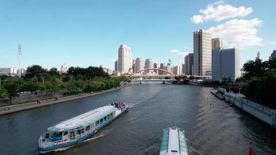 天津海河永乐码头游船观光城市风景