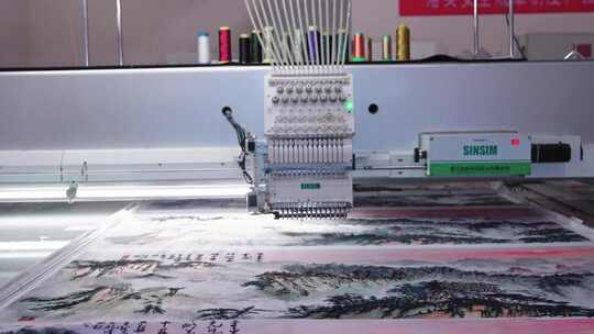 非遗民俗文化生产流水线机器刺绣作业场景