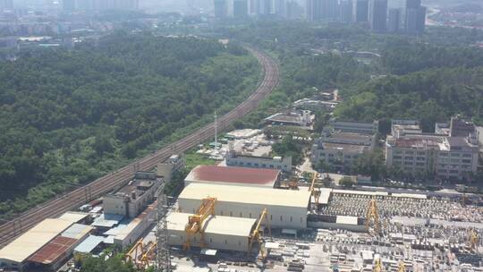 航拍深圳龙华区观澜铁路建设