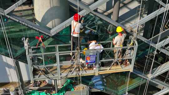 航拍高空作业建筑工地