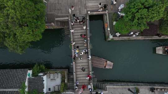 苏州平江路平江古巷小桥流水（航拍素材）