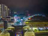 湖南怀化通道廊桥侗族风雨桥夜景延时航拍高清在线视频素材下载