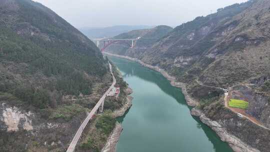 湖南湘西古丈县酉水河自然风光航拍