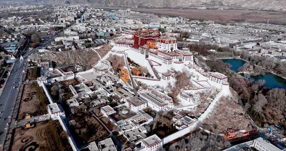 西藏拉萨市布达拉宫5A级景区世界级宫殿航拍