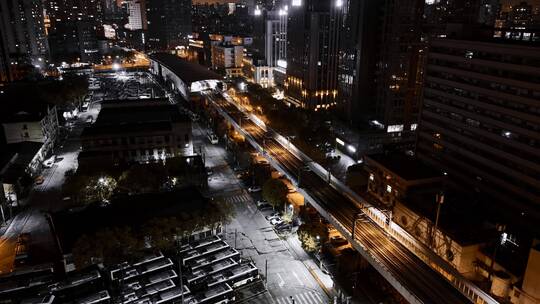 普陀区金沙江路地铁站夜景延时航拍