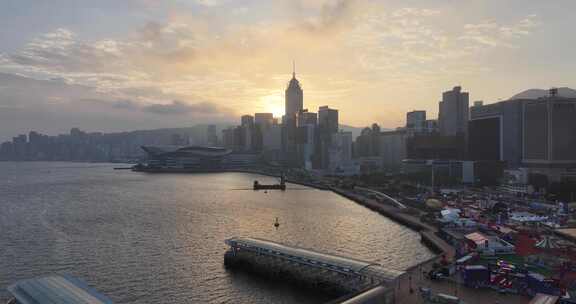 香港中环建筑清晨航拍