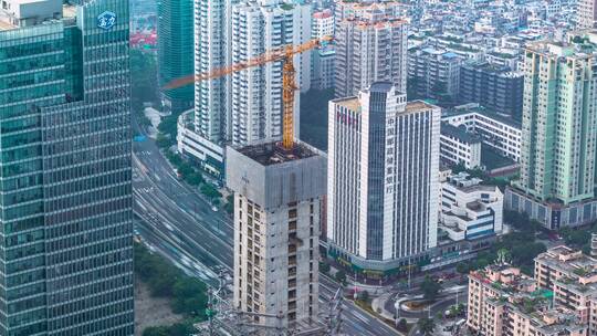 广州_建设高楼_雨景延时4K