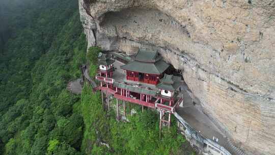 福建漳州灵通山风景区悬空寺航拍