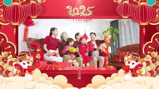 2025蛇年春节拜年框片头AE模板AE视频素材教程下载