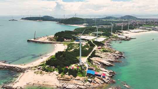 福建漳州六鳌镇海岸线 风力发电 海滩合集