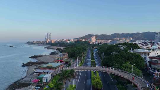 合集航拍福建厦门清晨城市风光