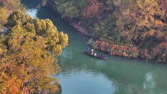 杭州秋天 西溪湿地 手摇船 湿地博物馆