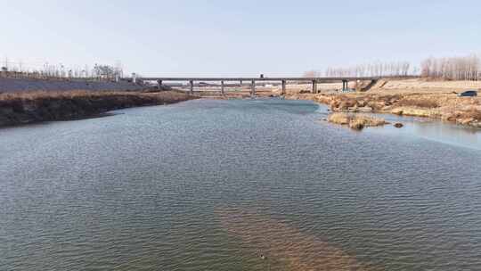 航拍 航拍河流 河流 冬季 冬季河流