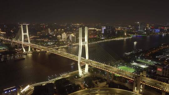 上海南浦大桥上海桥梁交通夜景地标航拍
