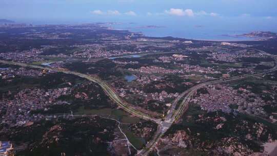 航拍月光下的福建平潭岛坛南湾平潭岛夜景