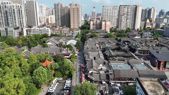 四川成都鼓楼南街门楼文殊院旅游景区航拍