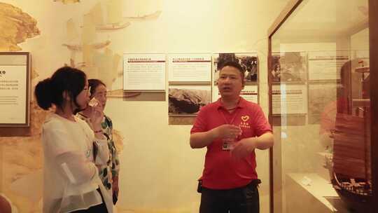 导游在博物馆内讲解视频素材模板下载