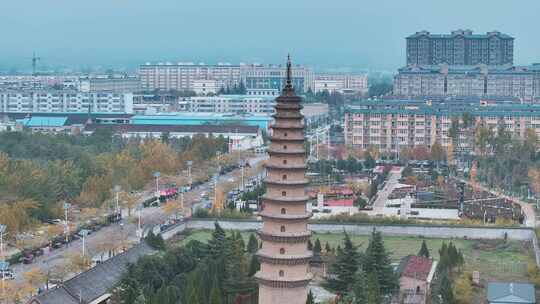 山西运城芮城寿圣寺塔航拍古建筑风景