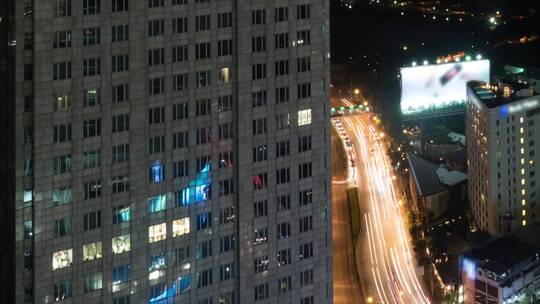 夜幕下城市街景延时景观