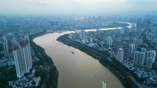 南宁 邕江 傍晚 大景 全景 航拍