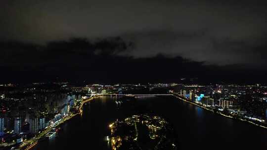 浙江温州城市夜景灯光航拍