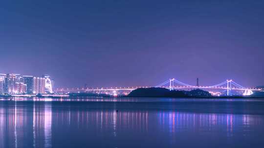 厦门海沧大桥远景夜景延时