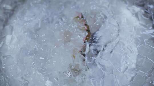 冰块龙虾肉展示